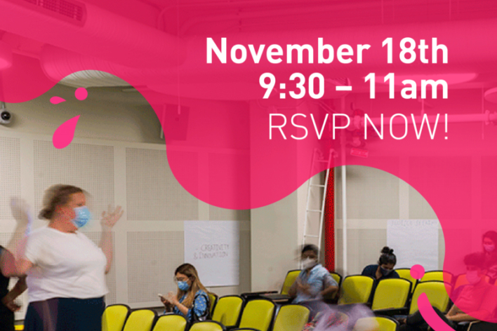 Banner with details about DSI virtual open house registration