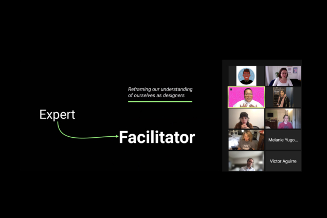 Zoom screen that says Expert to Facilitator. Reframing o
